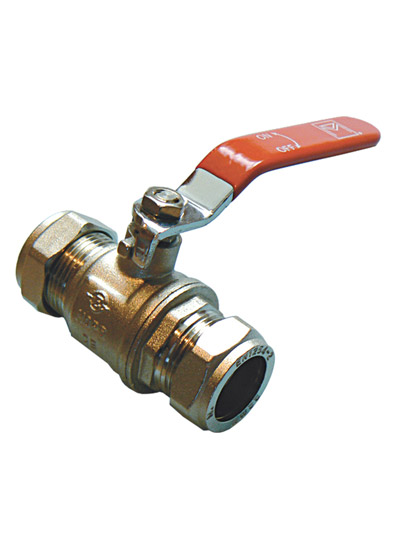 Red Handle Lever Ball Valve PN25 CxC 35mm