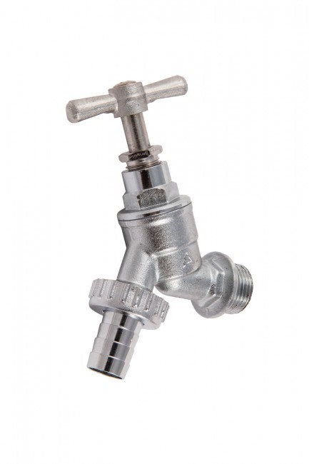 1/2in Bibtap (Bibcock) Garden Tap With Hose Union - Chrome Plated