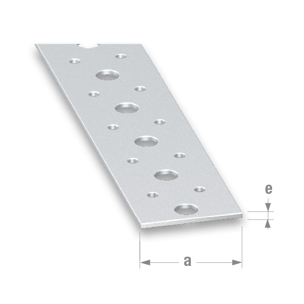 CQFD Cold-Pressed Steel Galvanized Perforated Flat 40mm x 2mm 1m
