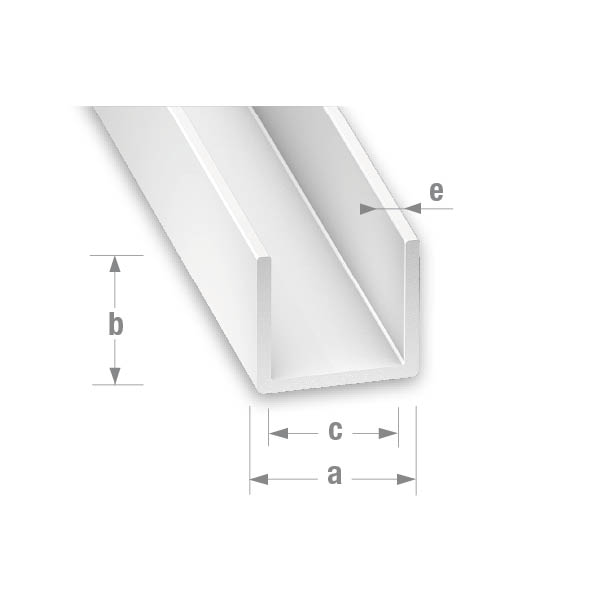 CQFD PVC U Profile White 12mm Wide x 10mm High 1m