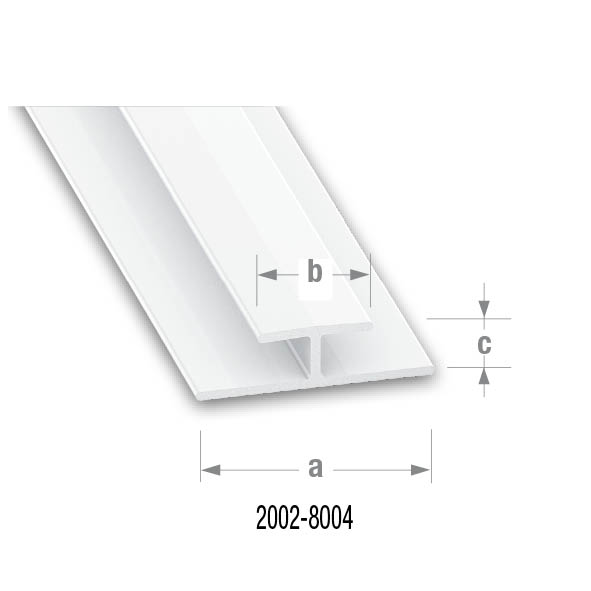 CQFD PVC Connecting Profile H White 22mm x 11mm x 3.5mm - 1m 