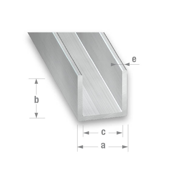 CQFD Raw Aluminium U-Profile 13mm x 10mm x 10mm x 1.5mm - 2m