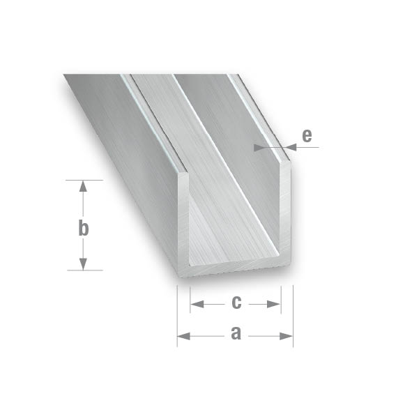 CQFD Raw Aluminium U-Profile 13mm x 10mm x 10mm x 1.5mm - 1m