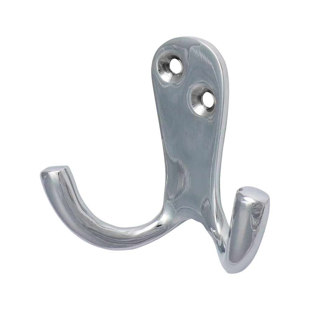 Timco 47 x 24mm - Double Robe Hook - Polished Chrome - TIMpac of 1
