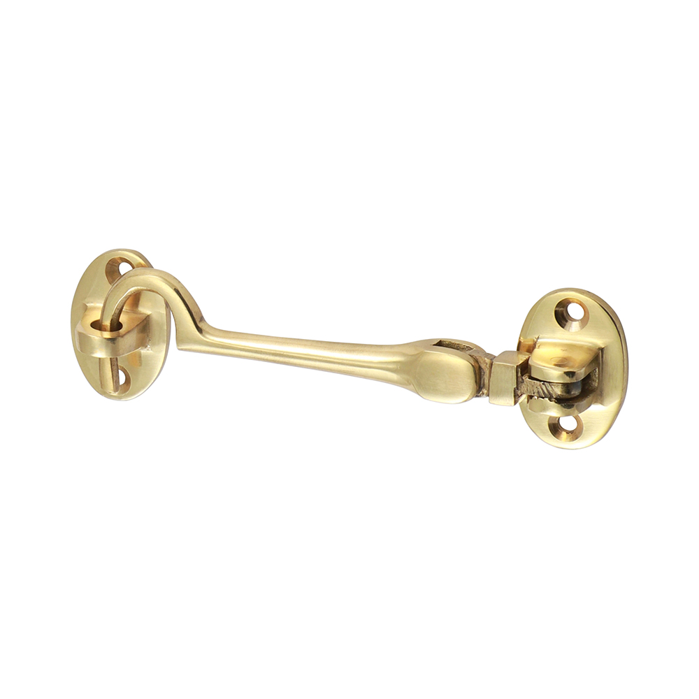 Timco 100mm - Cabin Hook - Polished Brass - TIMpac of 1