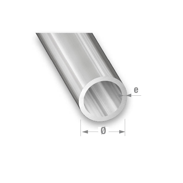 CQFD Anodised Aluminium Round Tube Shiny Silver Look 20mm Diameter - 1m