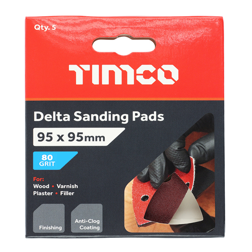 Timco Triangular Sanding Sheets 80grit - 5pc - 231119