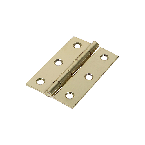 Timco 75 x 50 - Plain Butt Hinge - Fixed Pin (1838) - Electro Brass - TIMpac of 2