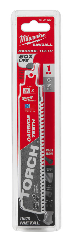 Milwaukee Sawzall Blade - 150mm Torch Carbide Blades - 1 Piece - 48005201
