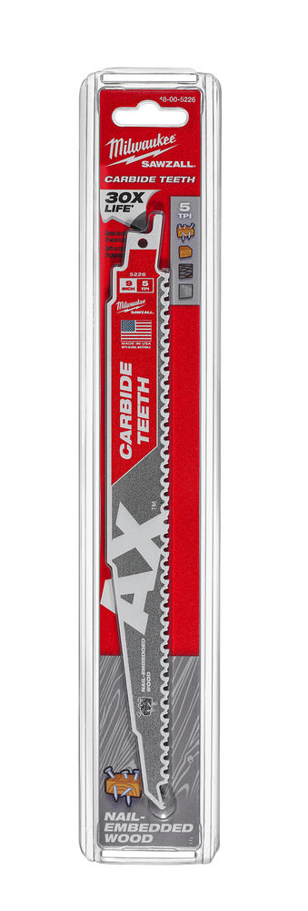 Milwaukee Sawzall Blade - 230mm AX Carbide Blades - 1 Piece - 48005226