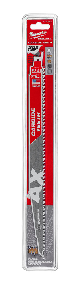 Milwaukee Sawzall Blade - 300mm AX Carbide Blades - 1 Piece - 48005227