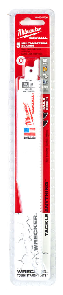 Milwaukee Sawzall Blade - 230mm Wrecker Blades - 5 Piece - 48005706