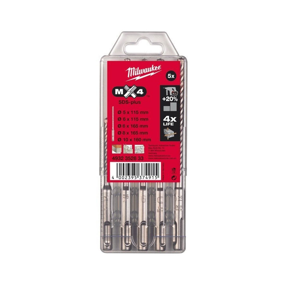 Milwaukee SDS MX4 Drill Bits Set 5 Piece - 4932352835