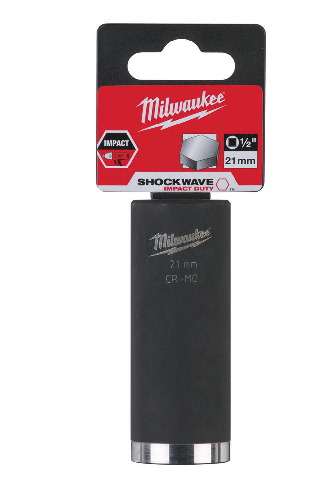 Milwaukee 21mm 1/2in Shockwave Impact Duty - Impact Socket Deep 4932352856 (Scaffolders)