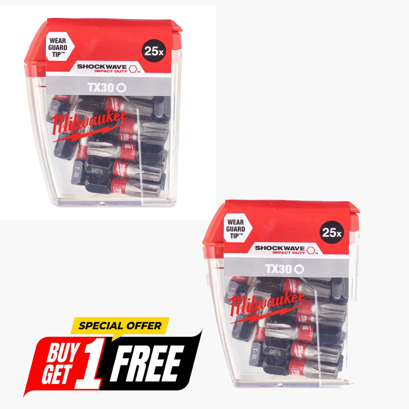 Milwaukee Shockwave TX30 x 25mm Impact Duty Screwdriver Bits (Pack of 25) - 4932430886