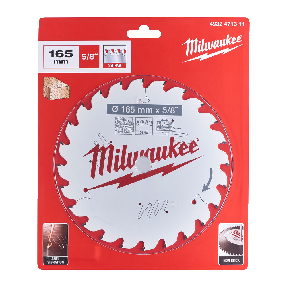 Milwaukee Circular Saw Blade 165mm x 15.87mm x 24TH - 4932471311