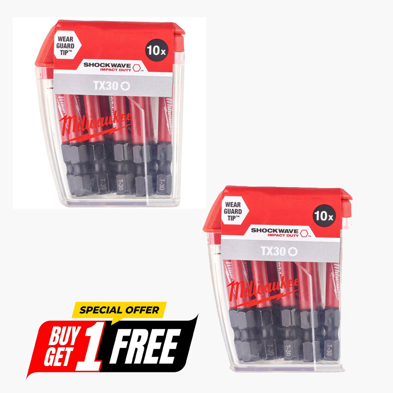 Milwaukee Shockwave TX30 x 50mm Impact Duty Screwdriver Bits (Pack of 10) - 4932471574