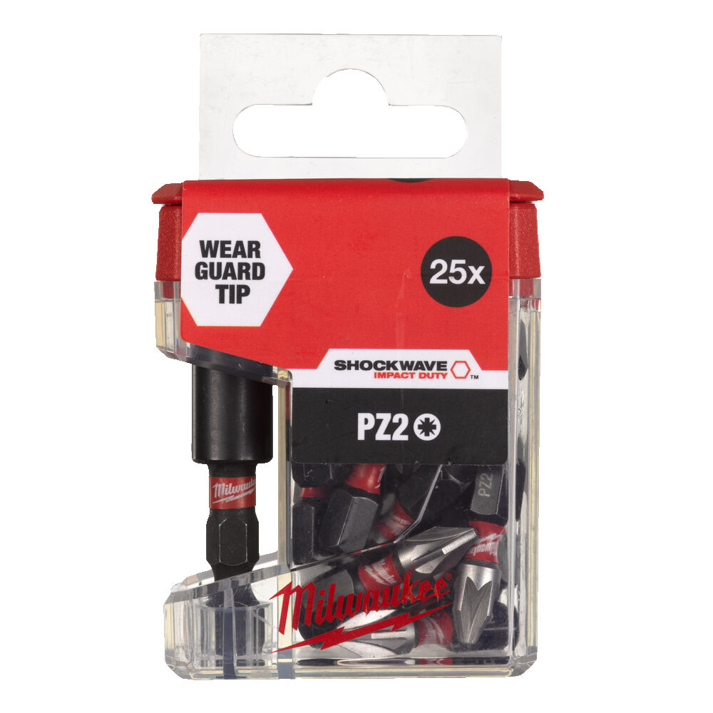 Milwaukee Shockwave PZ2 x 25mm Impact Duty Screwdriver Bits (Pack of 25) - 4932479857