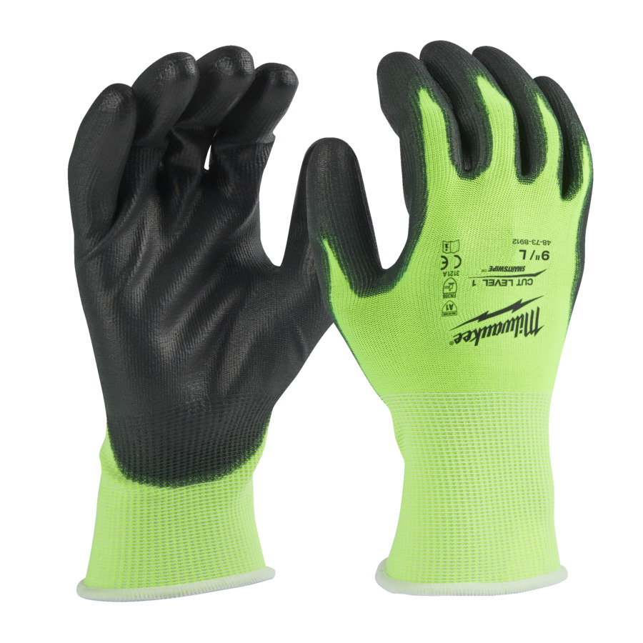 Milwaukee Cut Resistant Gloves Hi-Vis - Level 1 Dipped - L/9 - 4932479918