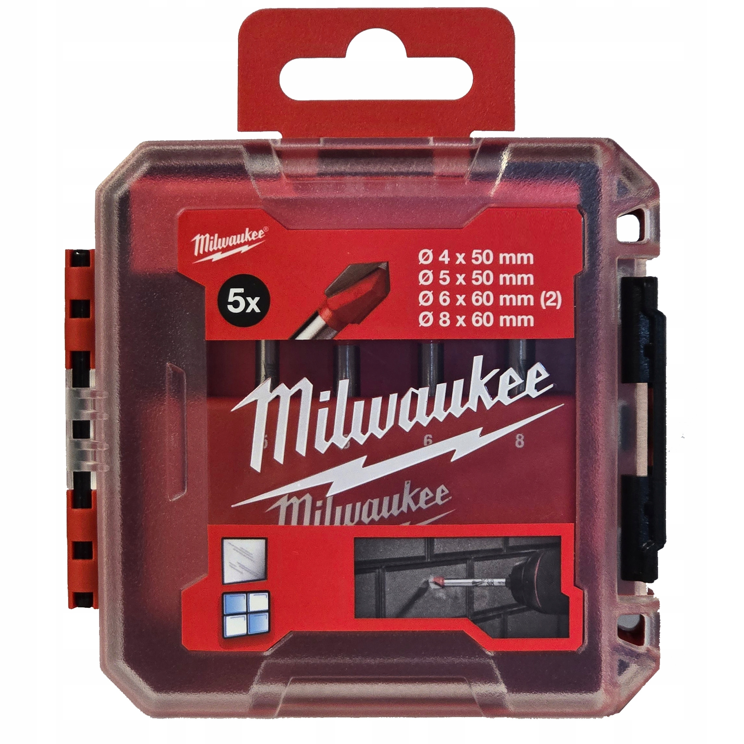 Milwaukee 4932479948 Glass &amp; Tile Drill Bit Set 5pc - 4 / 5 / 6 / 8mm