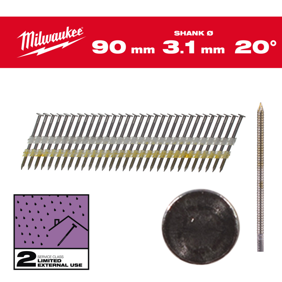 Milwaukee 4932492594 20degree Round Head RS 90mm - 1750pc