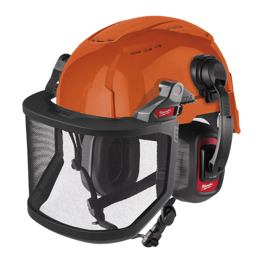 Milwaukee RED BOLT 200 Vented Safety Helmet - Orange OPE Kit