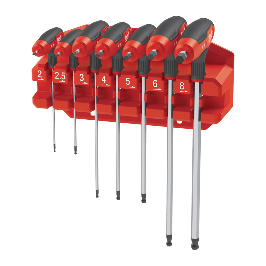 Milwaukee 4932498677 7pc Hex Key Wrenches Comfort Grip Set + Rack