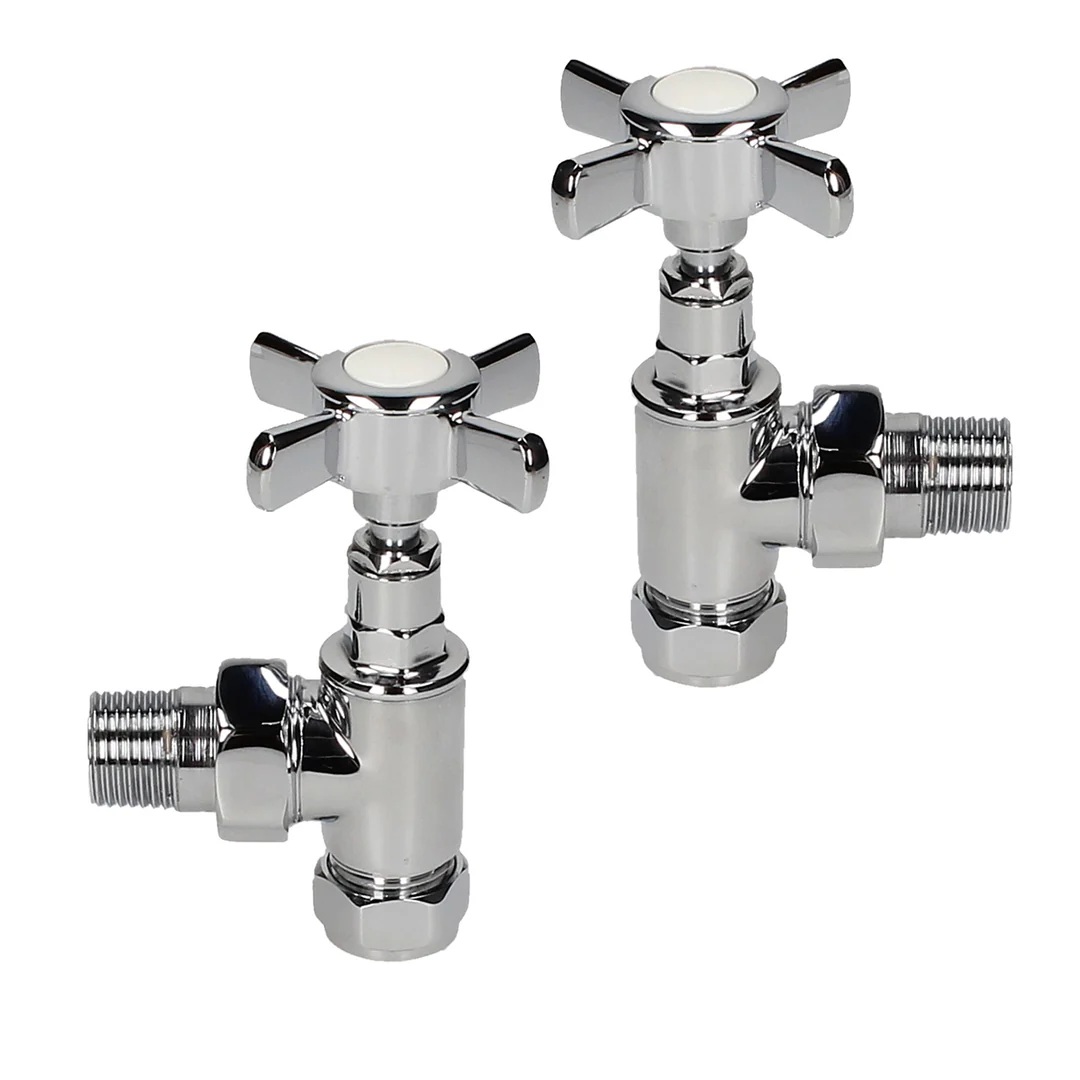 Cross Head Chrome Radiator Valves Angled - 502CPXSC4