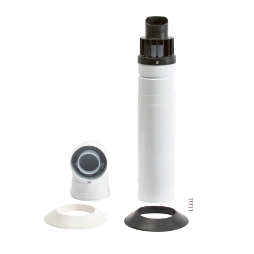 Baxi 720598701 Std Telescopic Horizontal Flue Inc Low Profile Elbow - Black