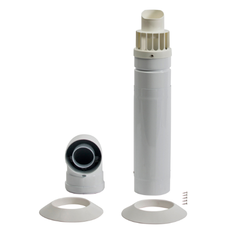 Baxi 720599401 Std Telescopic Horizontal Flue Inc Low Profile Elbow - White
