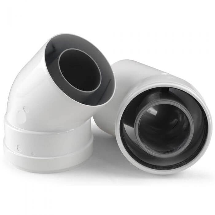 Baxi/Main/Pott 720647901 Flue Bend 135 Degree (Pair) inc Fixing Screws
