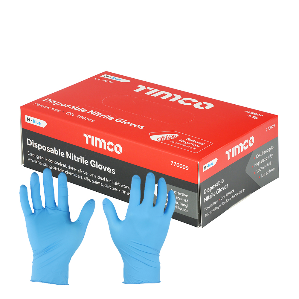 Timco Nitrile Gloves Powder Free Medium (100)
