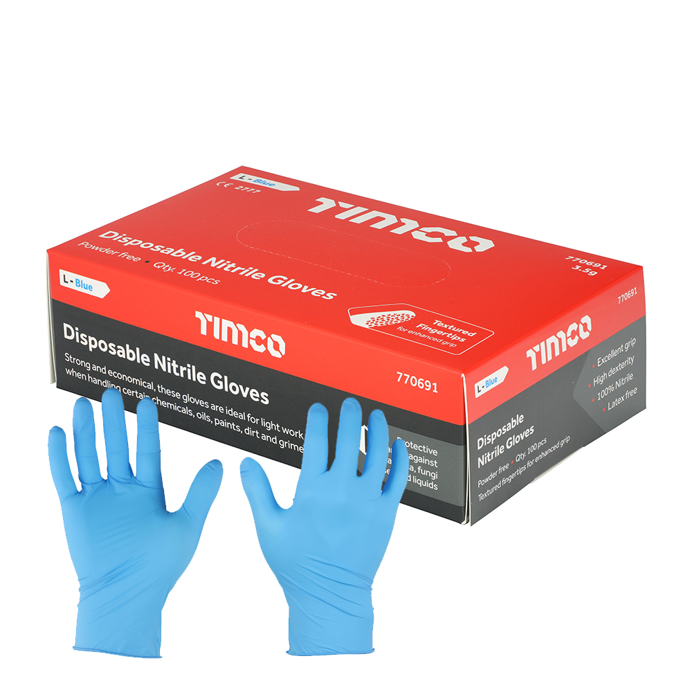 Timco Nitrile Gloves Powder Free Large (100)