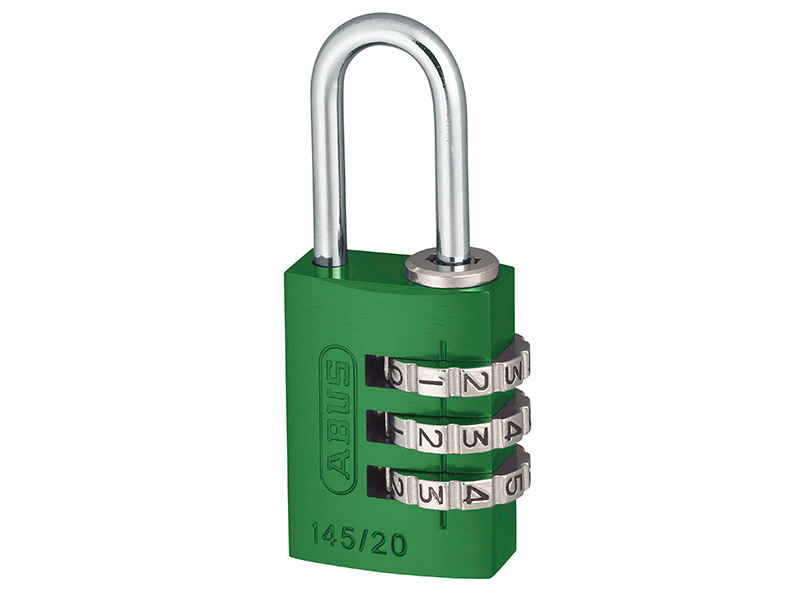 ABUS Mechanical 145/20 20mm Aluminium Combination Padlock Green 46571 ABU14520GRE