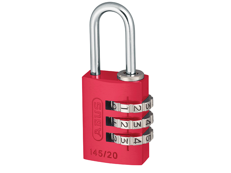 ABUS Mechanical 145/20 20mm Aluminium Combination Padlock Red 46569 ABU14520RED