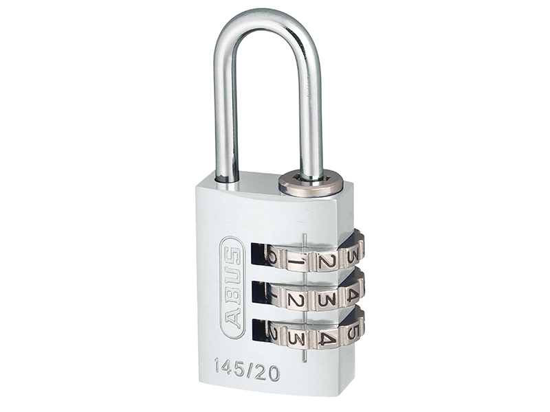 ABUS Mechanical 145/20 20mm Aluminium Combination Padlock Silver 46574 ABU14520SIL