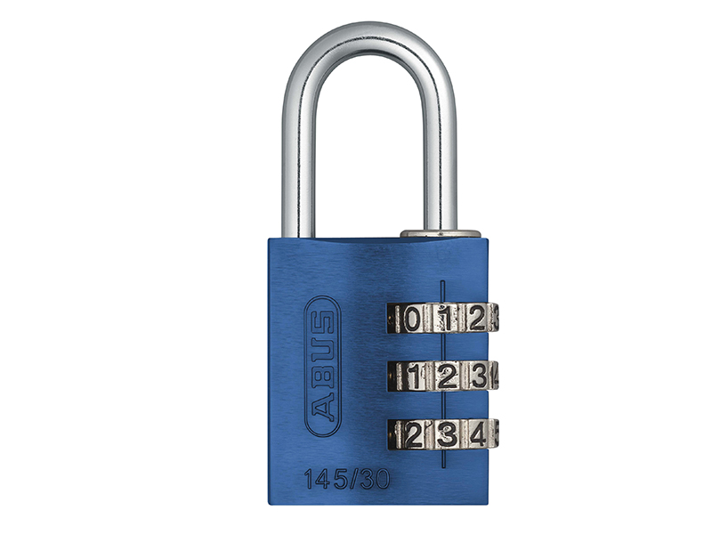 ABUS Mechanical 145/30 30mm Aluminium Combination Padlock Blue 46577 ABU14530BLU