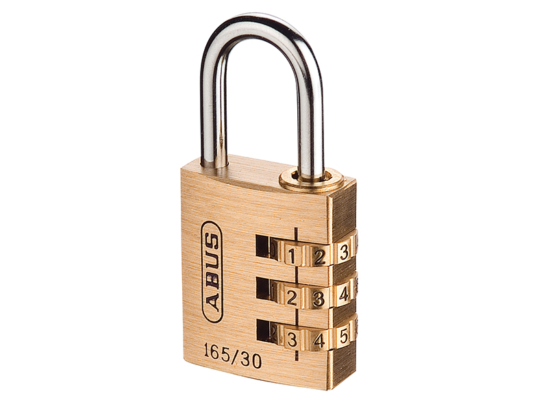 ABUS Mechanical 165/30 30mm Solid Brass Body Combination Padlock (3-Digit) Carded ABU16530C