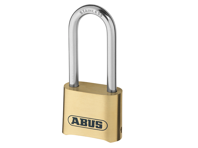 ABUS Mechanical 180IB/50HB63 50mm Brass Body Combination Padlock Long Shackle (4-Digit) Carded ABU180IB50LC