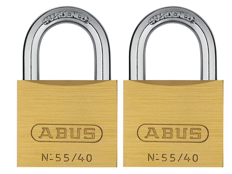 ABUS Mechanical 55/40mm Brass Padlocks Twin Pack ABU5540TC