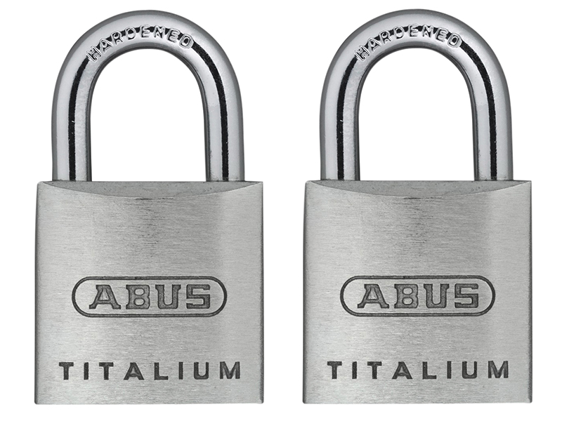 ABUS Mechanical 64TI/20mm TITALIUM Padlock Carded Twin Pack ABU64TI20TC