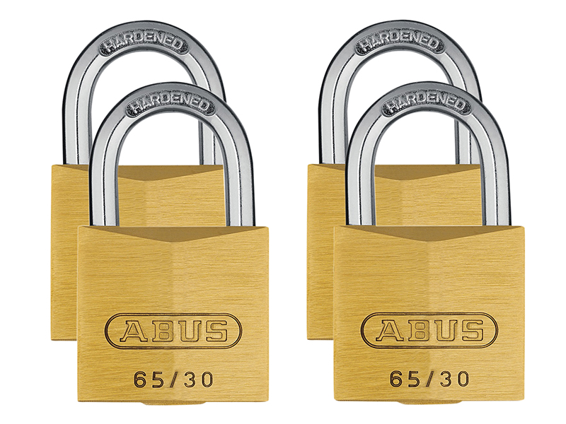 ABUS Mechanical 65/30mm Brass Padlock Quad Pack ABU6530QPK