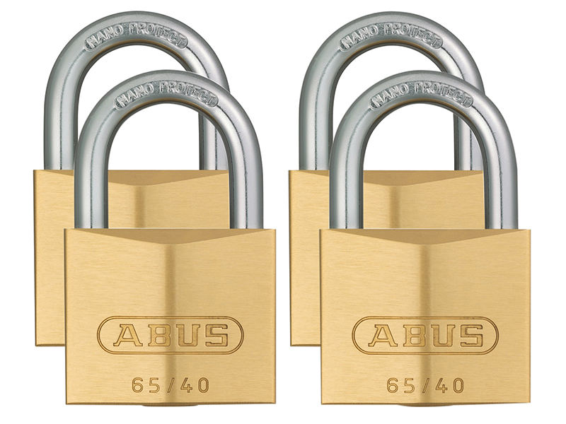 ABUS Mechanical 65/40mm Brass Padlock Quad Pack ABU6540QPK