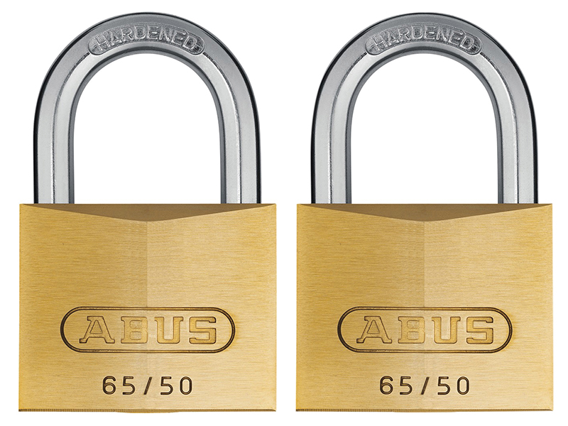 ABUS Mechanical 65/50mm Brass Padlock Twin Pack Carded ABU6550TC