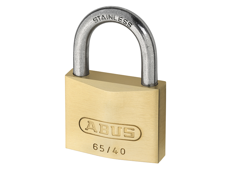 ABUS Mechanical 65IB/40mm Brass Padlock Stainless Steel Long Shackle 63mm Carded ABU65IB4063C