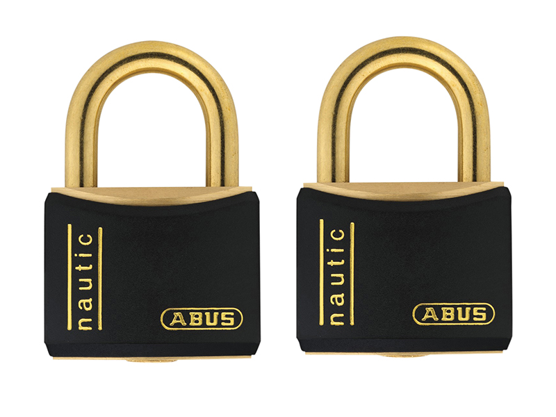 ABUS Mechanical T84MB/40mm Black Rustproof Padlock Twin Pack Carded ABUT84MB40TC