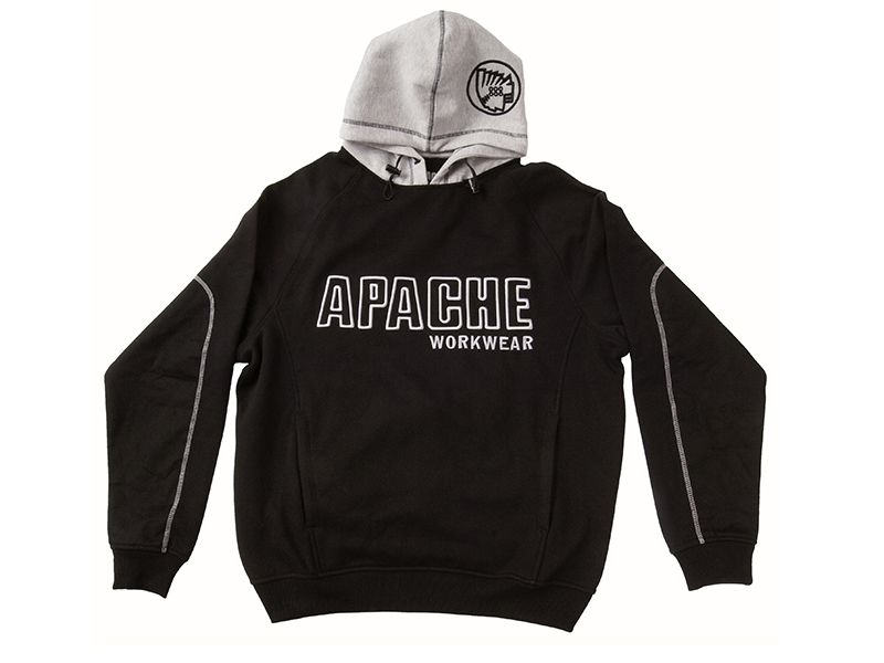 Apache Hooded Sweatshirt Black/Grey - L (41/43in) APAHOODBGL