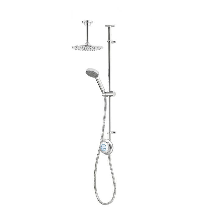 Aqualisa Quartz Classic Exposed Divert Shower With Adj and Fixed Ceiling Heads - HP/Combi