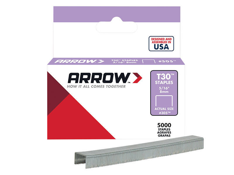 Arrow T30 Staples 305IP 8mm (5/16in) (Box 5000) ARR305IP