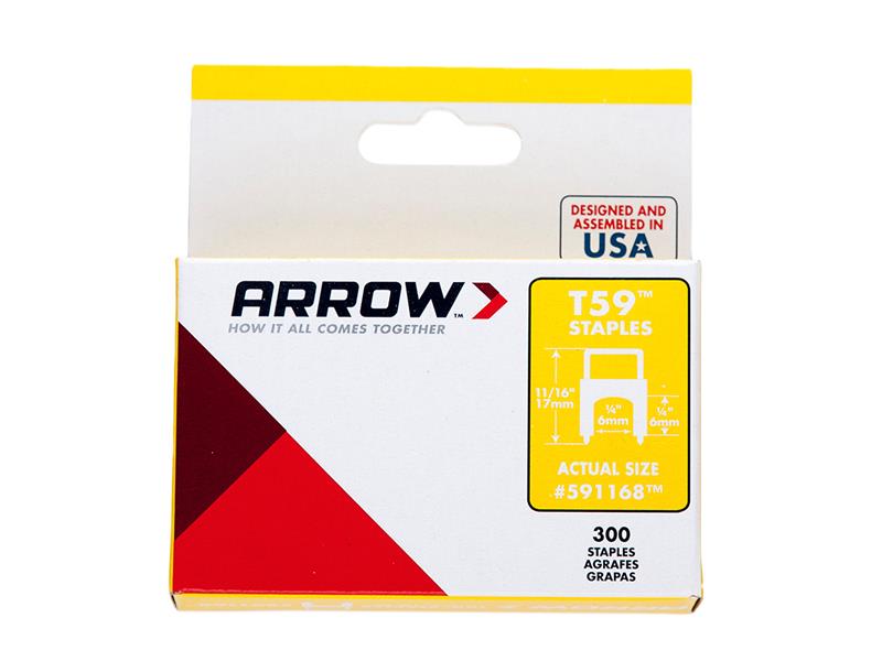 Arrow T59 Insulated Staples Clear 6 x 6mm (Box 300) ARR591168